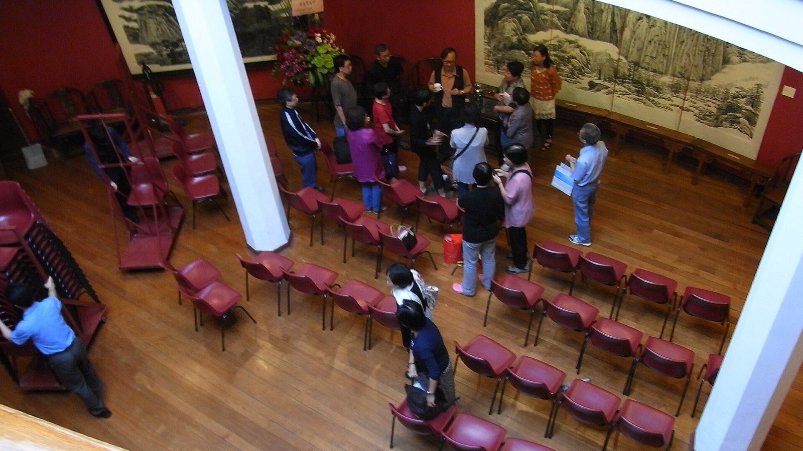 Visitors viewing work in a contemporary art gallery