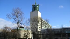 A modern civic centre building housing council offices