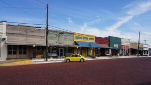 Independent shopfronts on an American main street