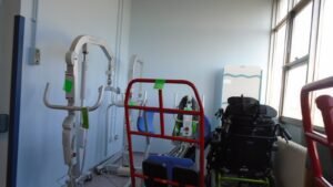A hospital corridor leading to inpatient wards