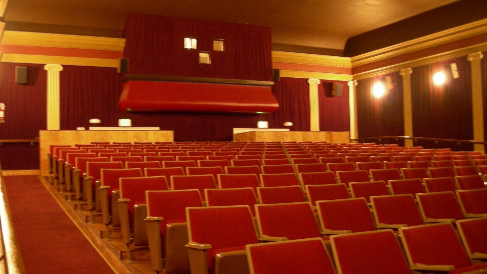 The interior of a cinema auditorium before a screening