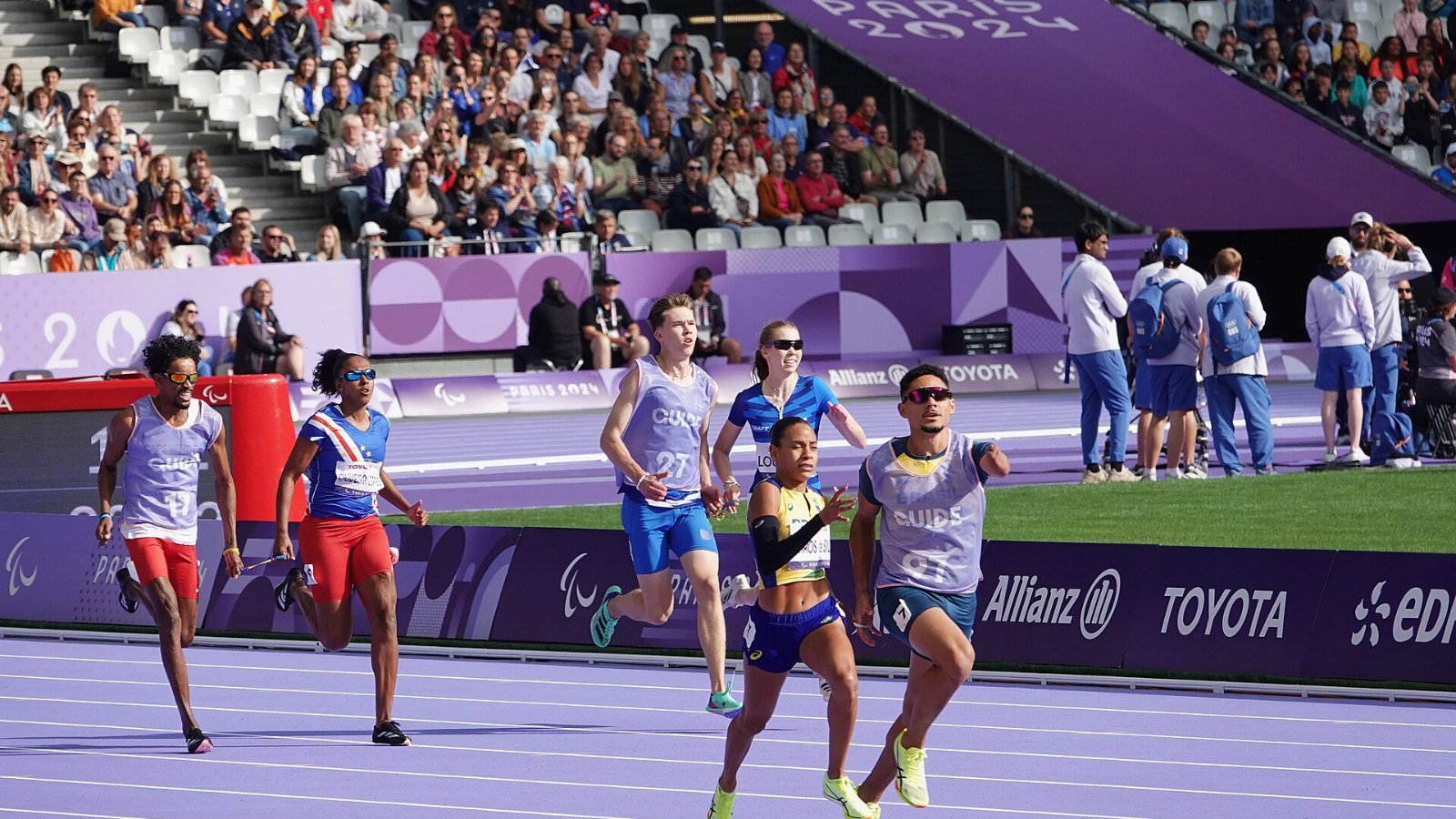 An athlete training hard on the track